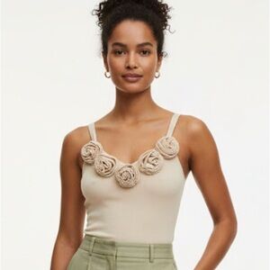 LC Beige Floral Embellished Bodysuit